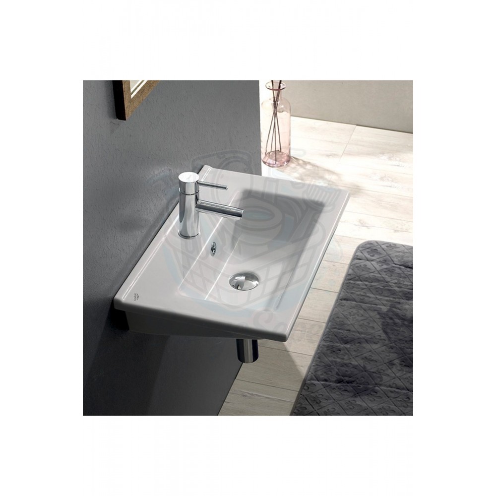 ModeraPrime Etajerli Duvara Monte & Mobilya Uyumlu Seramik Lavabo – 65x45 cm, Beyaz