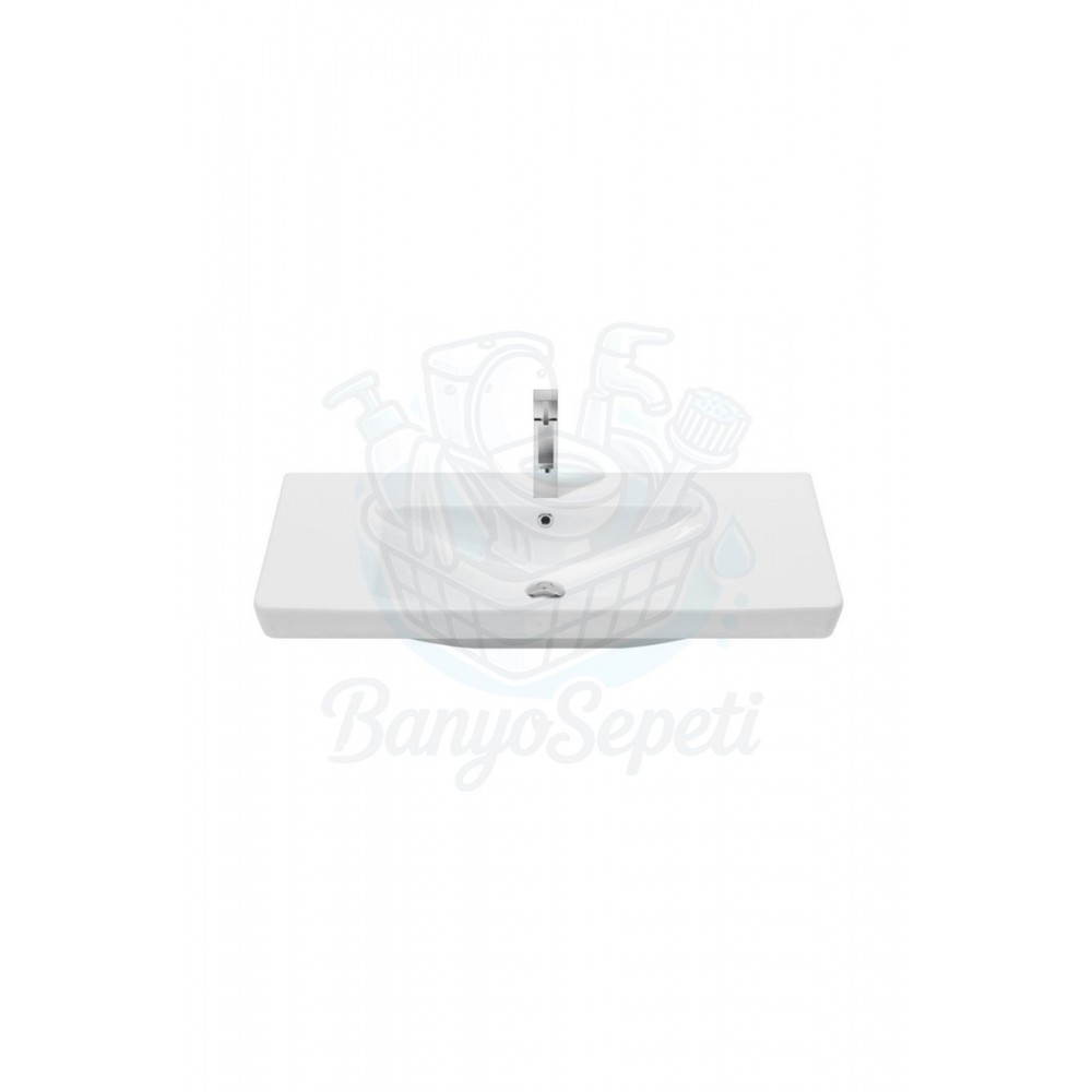 ModeraSemi Yarı Gömme Etajerli Duvara Monte & Mobilya Uyumlu Seramik Lavabo – 85x48 cm, Beyaz