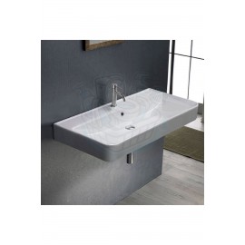 ModeraGrand Armatür Delikli Duvara Monte & Mobilya Uyumlu Seramik Lavabo – 80x48 cm, Beyaz