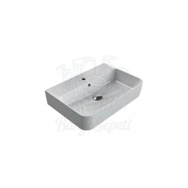 ModeraFlex Armatür Delikli Duvara Monte & Tezgah Üstü Seramik Lavabo – 60x42 cm, Beyaz
