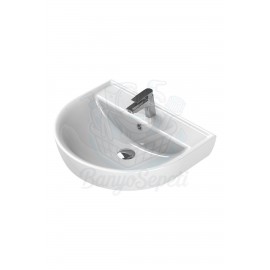 VersaWall Duvara Monte Armatür Delikli Seramik Lavabo – 45x35 cm, Beyaz