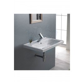 ModeraVista Yarı Gömme Etajerli Duvara Monte & Mobilya Uyumlu Armatür Delikli Lavabo – 60x45 cm