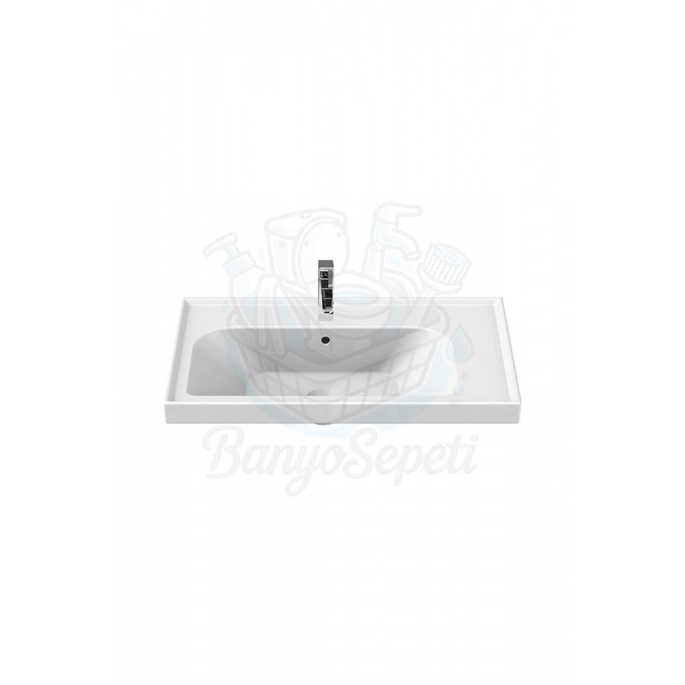 ModeraMax Etajerli Duvara Monte & Mobilya Uyumlu Armatür Delikli Seramik Lavabo – 70x45 cm, Beyaz
