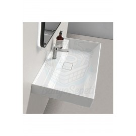 ModeraElite Etajerli Duvara Monte & Mobilya Uyumlu Armatür Delikli Seramik Lavabo – 80x48 cm, Beyaz