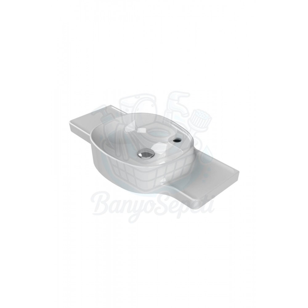ModeraRight Etajerli Duvara Monte Seramik Lavabo – 80x38 cm, Beyaz
