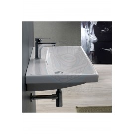 ModeraPrestige Etajerli Duvara Monte & Mobilya Uyumlu Armatür Delikli Seramik Lavabo – 100x45 cm Byz