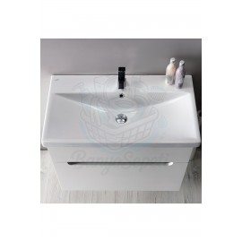 ModeraUltra Etajerli Duvara Monte & Mobilya Uyumlu Armatür Delikli Seramik Lavabo – 80x45 cm, Beyaz