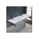 ModeraDuo Etajerli Duvara Monte & Mobilya Uyumlu Çift Armatür Delikli Seramik Lavabo 120x45 cm Beyaz