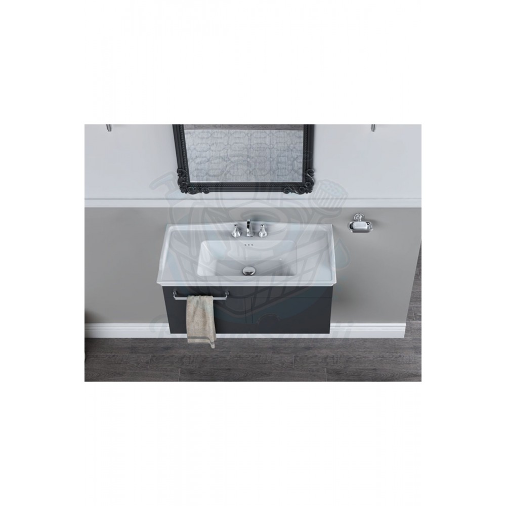 RetroGrande Nostalji Görünümlü Duvara Monte & Mobilya Uyumlu Armatür Delikli Lavabo  80x48 cm