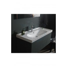 ModeraSink Yarı Gömme Etajerli Seramik Lavabo – 80x45 cm, Beyaz
