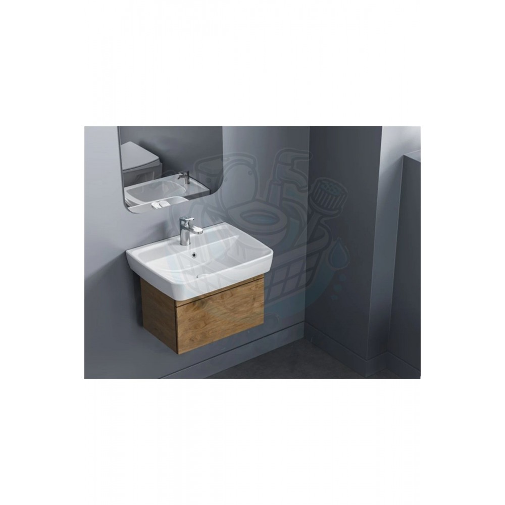 VersaWall Duvara Monte & Mobilya Uyumlu Armatür Delikli Seramik Lavabo – 60x40 cm, Beyaz