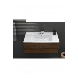 ModeraGrande Etajerli Duvara Monte & Mobilya Uyumlu Seramik Lavabo – 85x45 cm, Beyaz