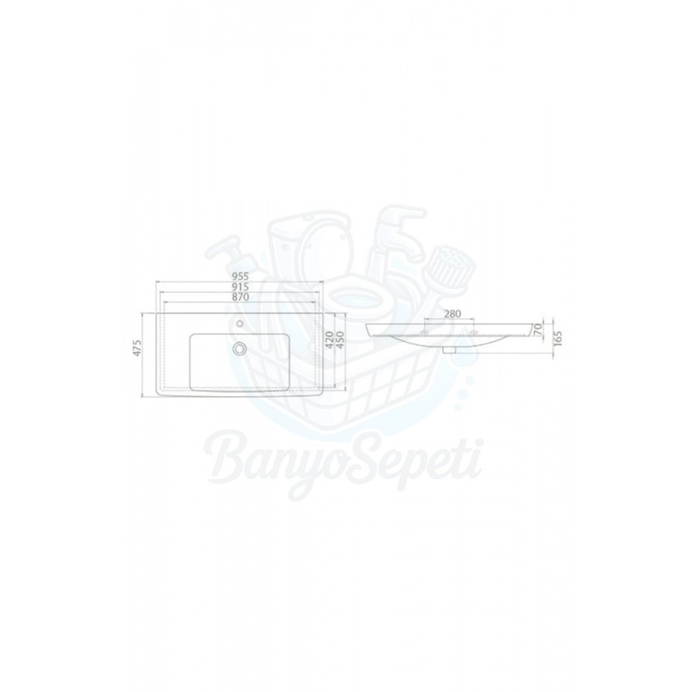 ModeraMax Etajerli Duvara Monte & Mobilya Uyumlu Seramik Lavabo – 95x48 cm, Beyaz