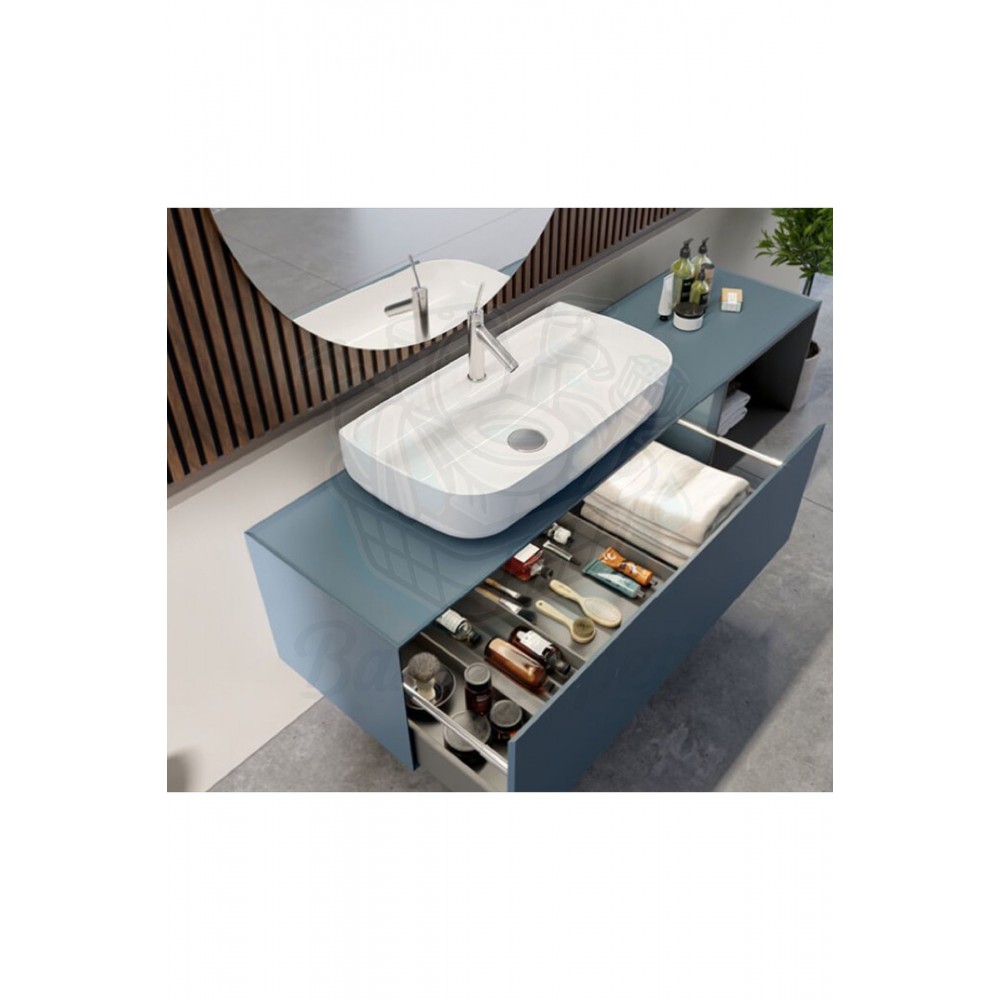 ModeraFlex+ Armatür Delikli Duvara Monte & Tezgah Üstü Seramik Lavabo – 75x40 cm, Beyaz