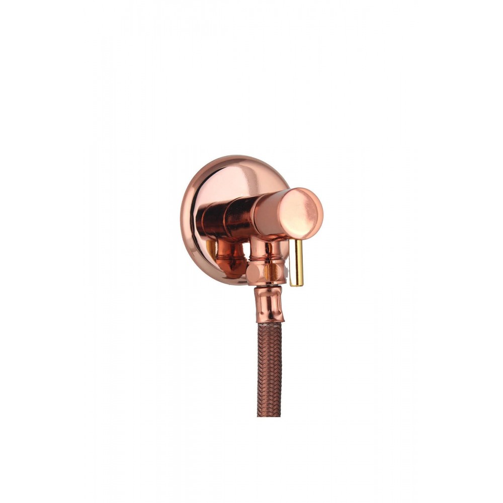 Rose Gold Pirinç Taharet Musluğu ve 3/8-3/8 Fleks Hortum Seti