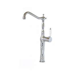 VintageBasin Porselen Kollu Krom Çanak Lavabo Bataryası – 360° Döner Başlık, Su Tasarruflu