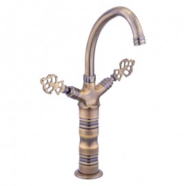 Heritage360 Antik Eskitme Çanak Lavabo Bataryası – 360° Döner Borulu