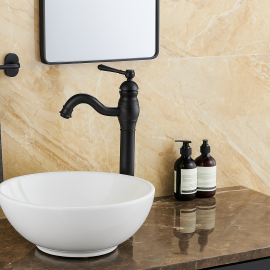 BlackLine Döner Borulu Mat Siyah Çanak Lavabo Bataryası