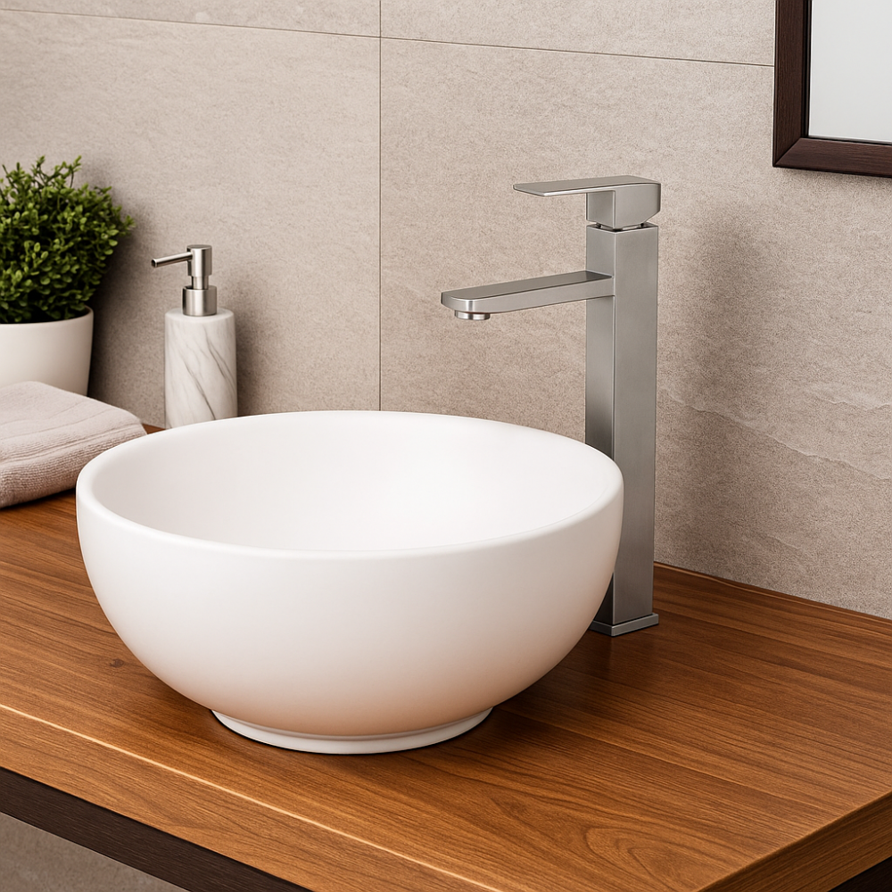 Cubeline Inox Çanak Lavabo Bataryası – Yüksek Gövde, Modern Kare Tasarım, Paslanmaz Yüzey Cubeline Inox Çanak Lavabo Bataryası – Yüksek Gövde, Modern Kare Tasarım, Paslanmaz Yüzey