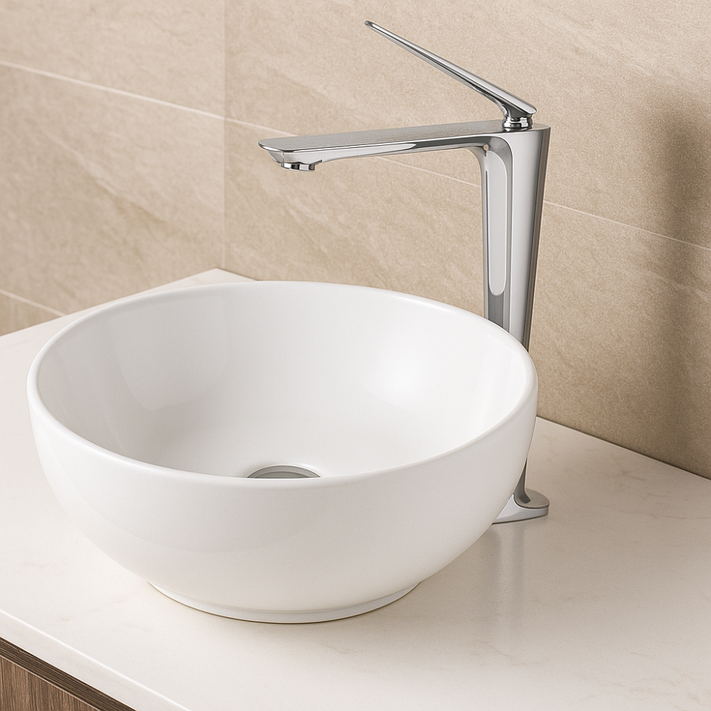 Aurora Chrome Çanak Lavabo Bataryası – Parlak Krom Kaplama, Yüksek Model Aurora Chrome Çanak Lavabo Bataryası – Parlak Krom Kaplama, Yüksek Model