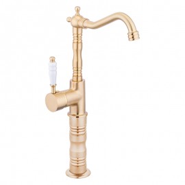 Valente Mat Gold Çanak Lavabo Bataryası – Klasik Seramik Kollu, Yüksek Model