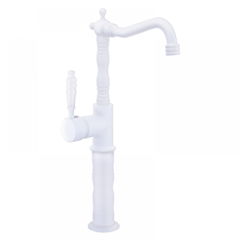 Valente Mat Beyaz Çanak Lavabo Bataryası – Klasik Seramik Kollu, Yüksek Model Valente Mat Beyaz Çanak Lavabo Bataryası – Klasik Seramik Kollu, Yüksek Model